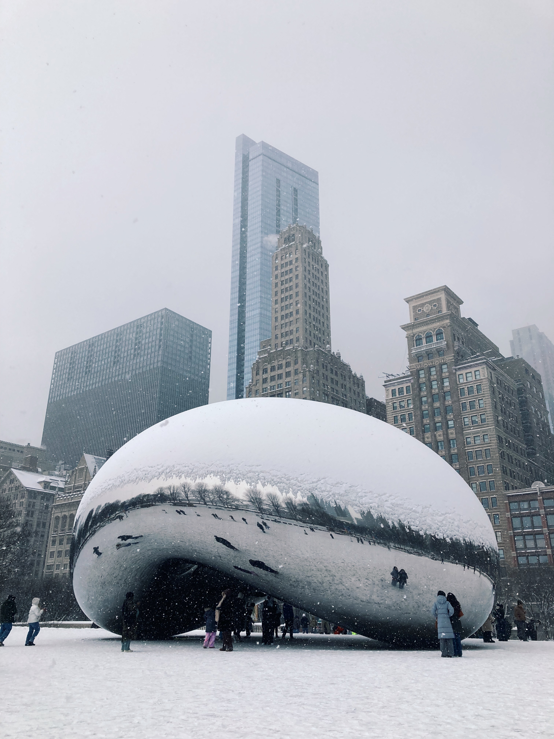 The Chicago Bean covered in snow